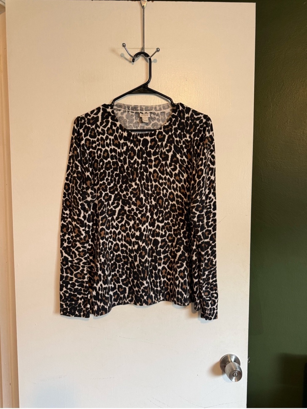 J. Crew leopard print teddie crewneck sweater size XL animal print sweater